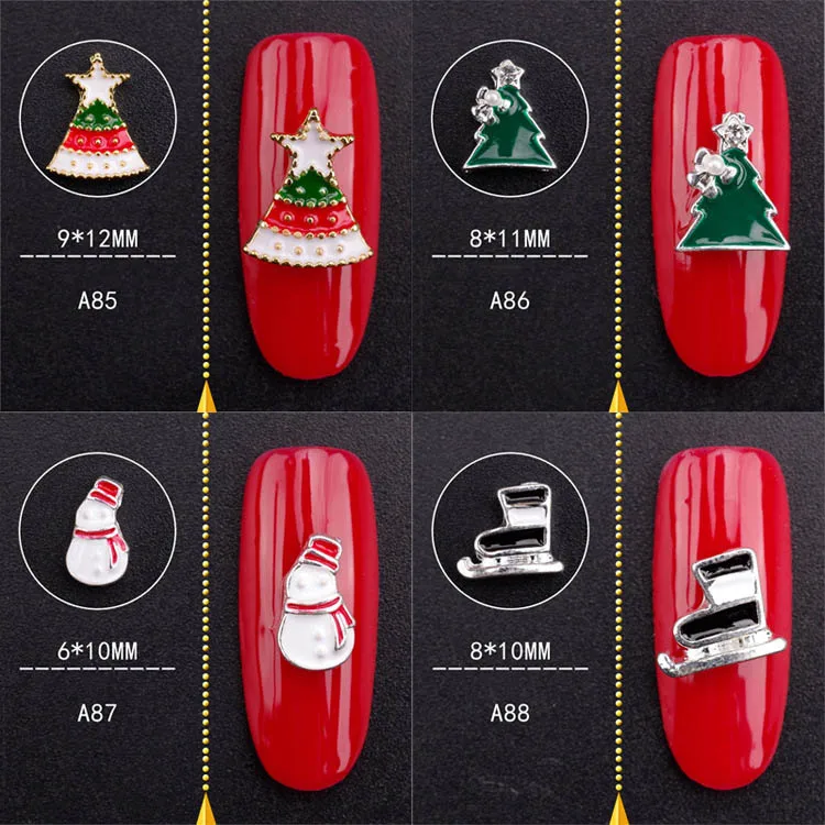 Сплав бриллиант Новогодняя Снежинка Рождественская елка стразы металлический дизайн ногтей деко 3D Блестящий Драгоценный камень ювелирные изделия наклейки для ногтей