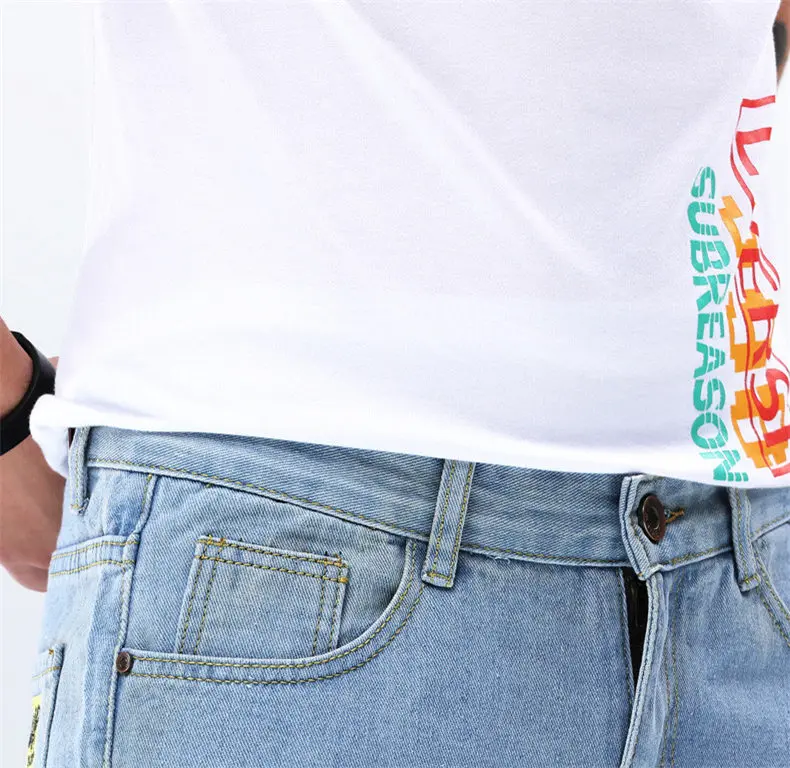 Loose Jeans Men Solid Simple Pencil Pants Cotton Classic Cargo Pant Jeans Male Trousers Youth Ankle-Length Pant Brand Jeans 2019 08