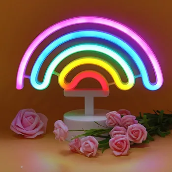 

TONGER LED Neon Night Light with Base Battery Powered Table Lamp for kids room holiday room night lamp home wall Decor