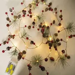 Рождественская елка светодио дный медная проволока струнная сосновая шишка Звездные огни струнная гирлянда домики сказочные огни на
