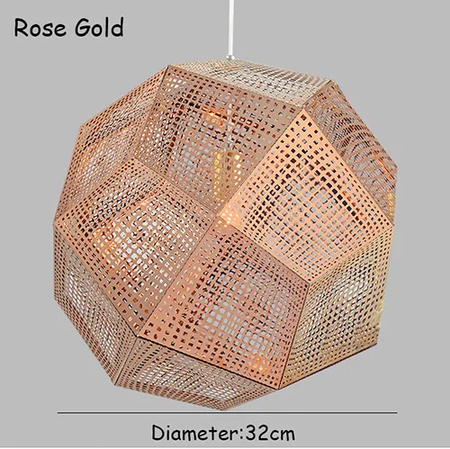 Подвесной светильник в виде коробки с геометрическим рисунком в скандинавском стиле для балкона, столовой, гостиной, современной простоты, подвесной светильник для лестницы - Цвет корпуса: Rose gold D32cm