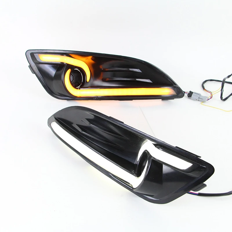 Hlxg LED DRL дневные ходовые огни для ford fiesta 2013 2014 2015 2016 с двойным направляющим светом