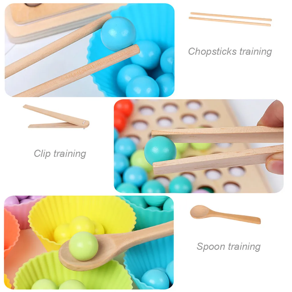 Детские забавные деревянные игрушки цвета соответствующие ранние образовательные игры палочки для еды ложка Сортировка Дошкольное обучение игрушка красочные