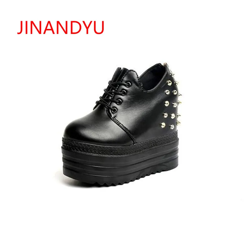 

2018 Spring Autumn Woman Thick Bottom Sneakers Ladies Casual 13cm High Shoes Women Wedges Platform White Shoes Chaussure Femme