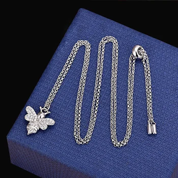 

925 Sterling Silver Necklace AAA Quality Fashion Micro Pave Cubic Zirconia Cute Small Bee Pendant Necklace For Women Jewelry