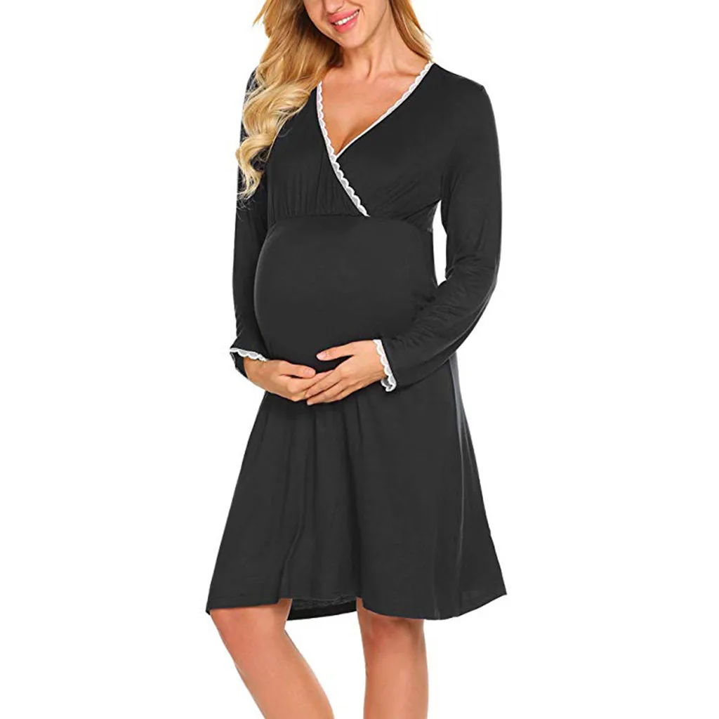 Lace Women Maternity Nursing Casual Dresses Female Nightgowns Tracksuit