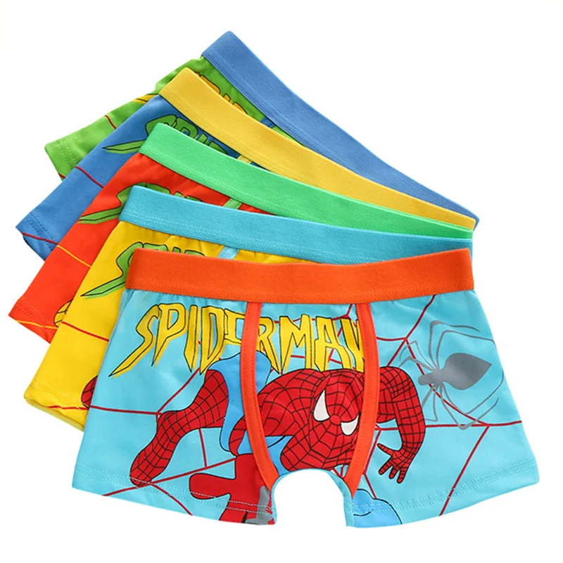 

5 Pcs/lot 2019 Hot Style 95% Cotton Soft Panties Boys Boxer Underpants Children Spiderman Panty