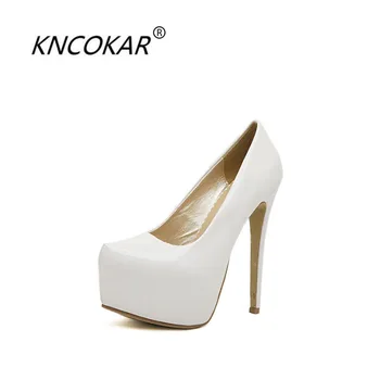 

KNCOKAR 2018 New style ladies fashion elegant temperament style Ultra high waterproof platform stiletto heels with sexy heels