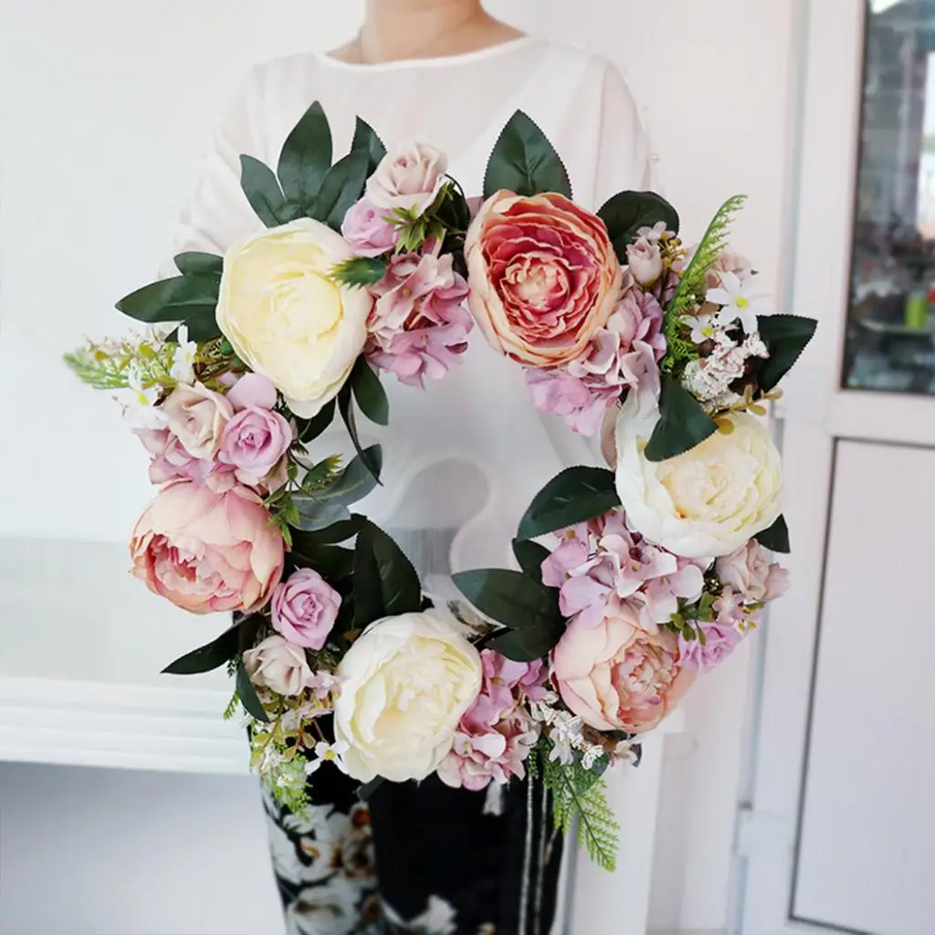 Artificial Rattan Flower Wreath Front Door Wreath Wedding Venue Home Decor 