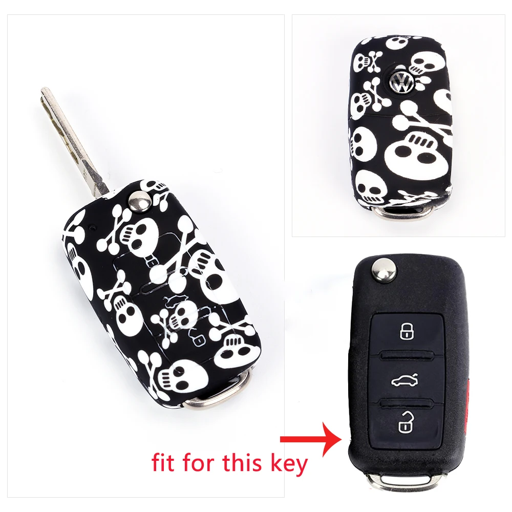 

2019 Cool Beautiful color 3 Buttons Silicone Flip Remote Car Key Case Cover suits For Volkswagen Passat Polo Touran Bora Sharan