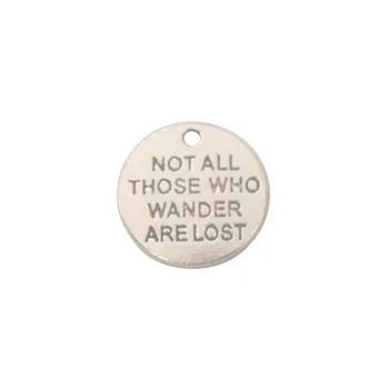 

30PCS Jewelry Silver Metal Round Words Tags Charms Pendants 20MM