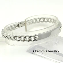 Новые модные мужские ID посеребренные пустые браслеты, 316l 20,0 см* 7,0 мм нержавеющая сталь европейские крутые ювелирные изделия KB725