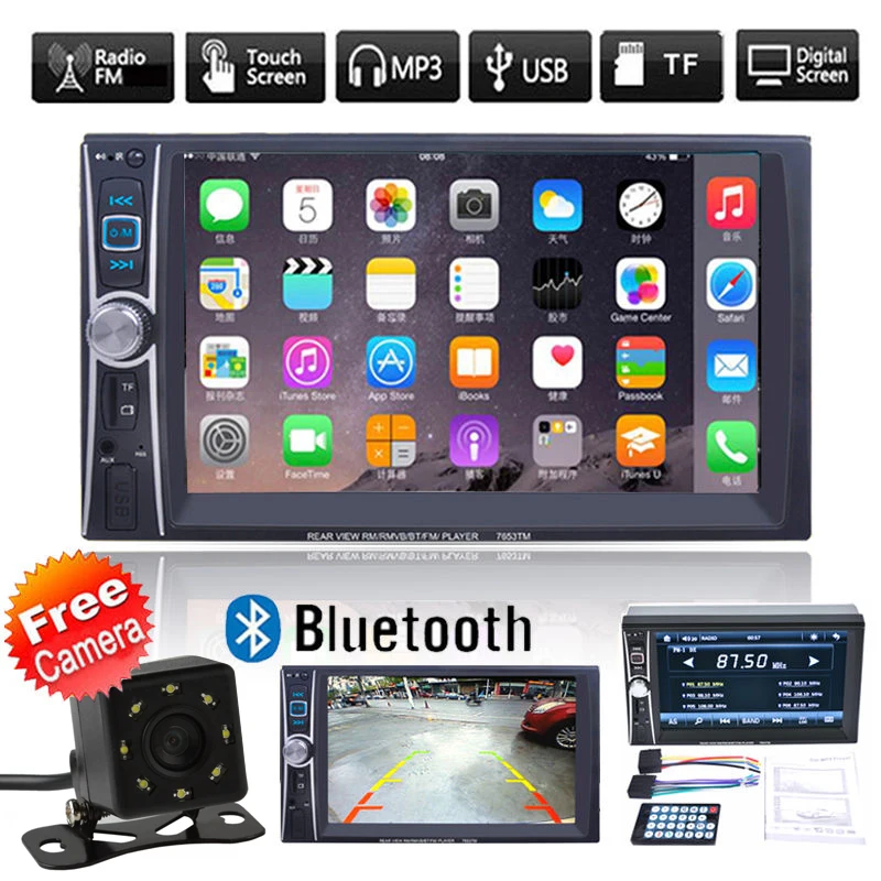 

6.6 Dual 2DIN Car MP5 Player Bluetooth Touch USB FM Stereo Radio Camera