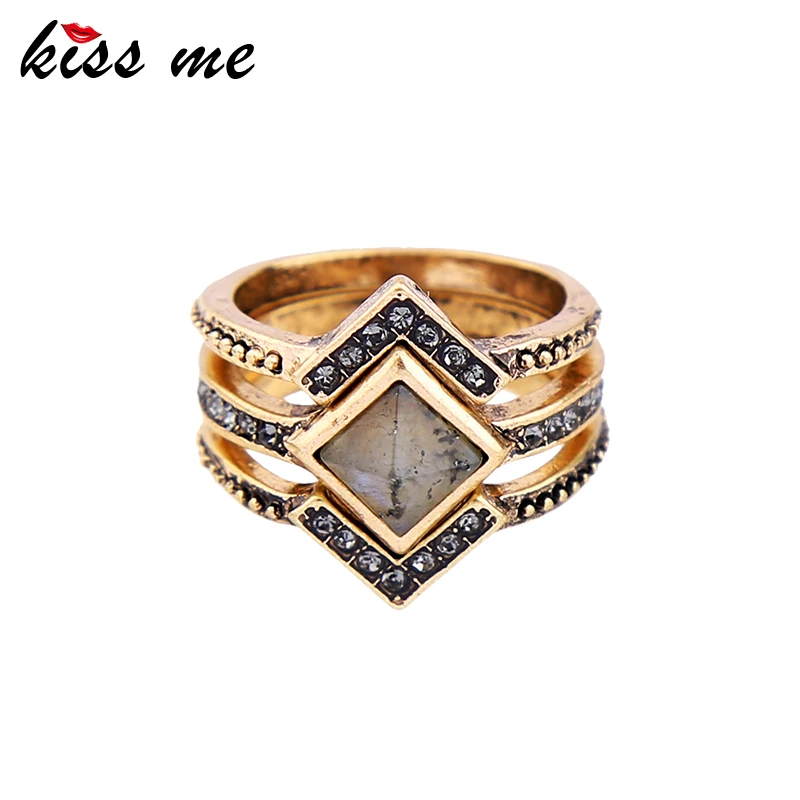 

KISS ME 4pcs/set Geometric Rhinestone Alloy Vintage Rings Trending Party New Finger Rings for Women Fashion Jewelry