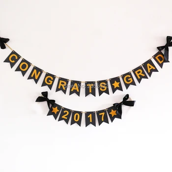 

Graduation Bunting Banner, black and gold congrats Garland, congrats grad party decor, 2019 graduation banner, photo booth props