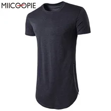 Мужская футболка с коротким рукавом, облегающая хлопковая длинная футболка, Мужская модная брендовая однотонная мужская пуловер, мужская повседневная футболка, высокая уличная одежда