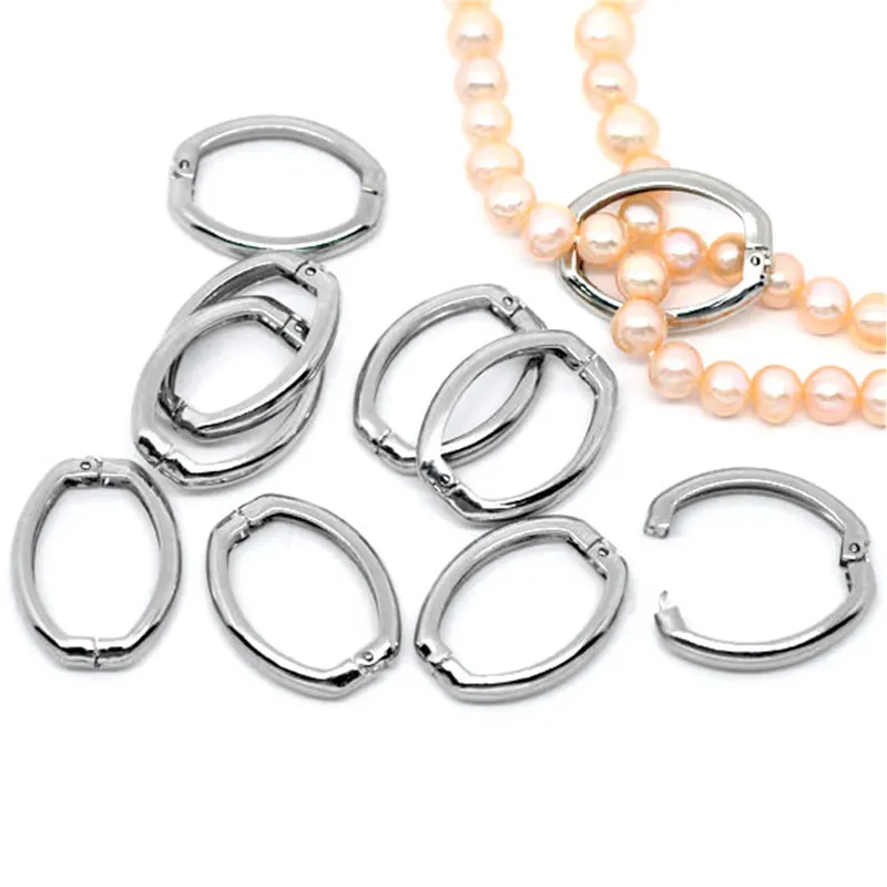 50Pcs Silver Tone Oval Necklace Shortener Clasps Copper DIY Jewelry
