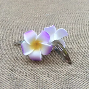 HappyKiss, 12 шт., гавайский цветок, ювелирное изделие, Frangipani, полимерная заколка для волос, frangipani, искусственный цветок, для девочек, для свадьбы, невесты, BB клип - Цвет: purple