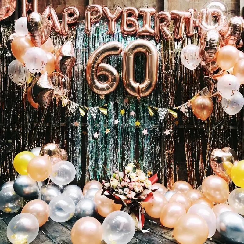 Rose Gold Wedding Birthday Party Balloons Happy Birthday Letter Foil Balloon Baby Shower Anniversary Event Party Decor Supplies