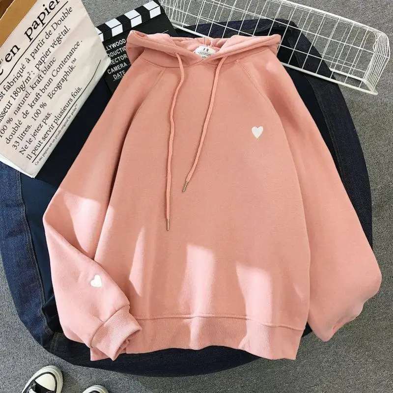 Зимняя женская модная толстовка с капюшоном с вышивкой Harajuku Love Heart, флисовая Дамская Толстовка свободного кроя с длинным рукавом, Женский По... Зимняя женская модная толстовка с капюшоном с вышивкой Harajuku Love Heart, флисовая Дамская Толстовка свободного кроя с длинным рукавом, Женский По...