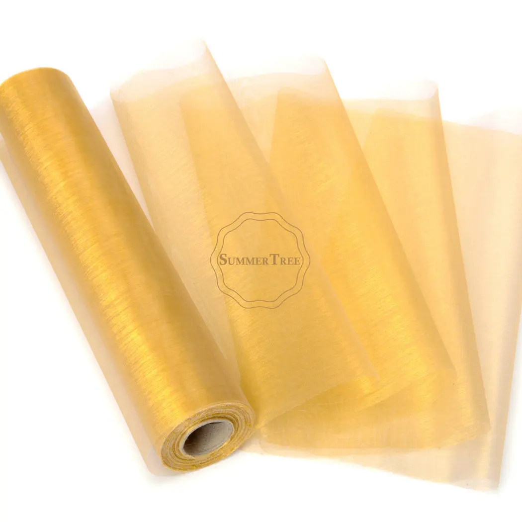 

25M x 29CM Gold Sheer Organza Roll Fabric DIY Wedding Party Chair Sash Bows Table Runner Swag Decor Hot Sale