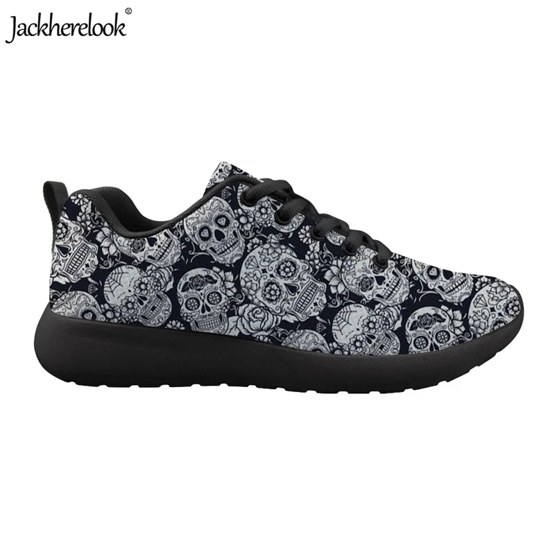 

Jackherelook Running Suitable Women Outdoor Lace-up Sneaker 3D Skulls Printing Gym Fitness Shoes Athletic Trainer Footwear 35-46