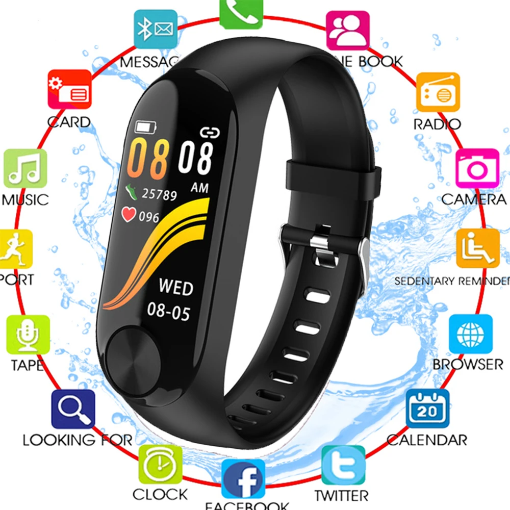 

2019 Y10 Smart Bracelet Color Screen 85mah Heart Rate Blood Pressure Monitor Bracelet Info Reminder Smart Wristband vs M3