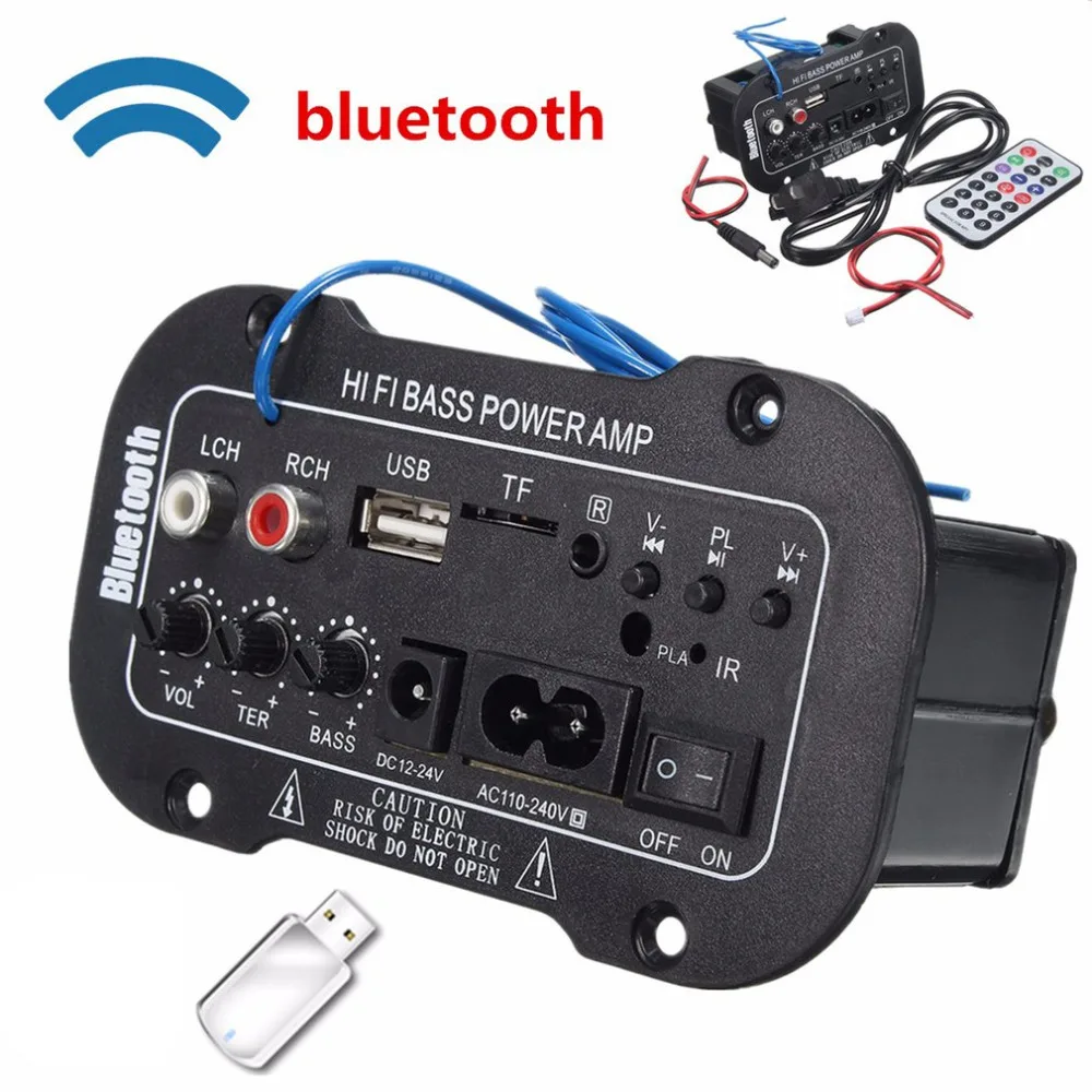 Лучший Многофункциональный автомобиль Bluetooth усилитель HiFi бас Мощность AMP стерео цифровой усилитель USB TF пульт дистанционного управления для автом...
