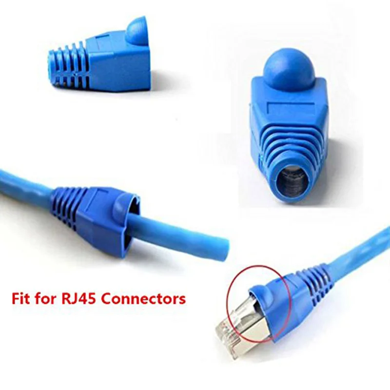 100 Pcs Mixed Color CAT5E CAT6 RJ45 Ethernet Network Cable Strain Relief Boots