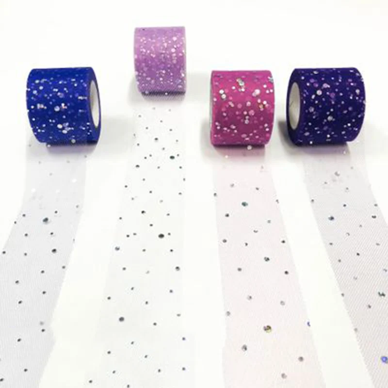 

25 Yards 5cm Glitter Sequins Tulle Roll Reel Tutu Skirt Fabric Wedding Decoration Organza Laser Crafts Birthday Party Supplies