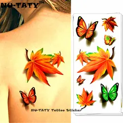 Nu-тати Maple Leaf Clover 3D Временные татуировки Средства ухода за кожей Книги по искусству флеш-тату Наклейки 19*9 см Водонепроницаемый татуировки