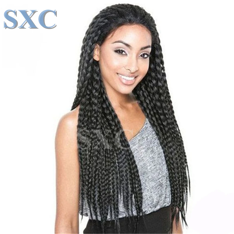 

Hot sale Havana Mambo Twist braid 3X Braided Synthetic Lace Front Edge Wig Senegal Twist Braid