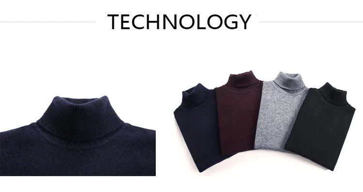 Brand Men's Cashmere Sweater 2019 New High Collar Men's Sweater Solid Color Velvet Long-Sleeved Winter Shirt Sweater (1)