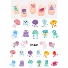 Дизайн ногтей красивые наклейки для ногтей водная наклейка слайдер мультфильм под морскими звездами желе Клоун Рыба Осьминог раковины RP163-168