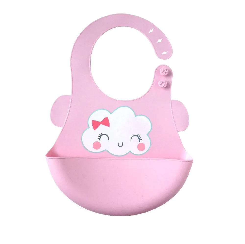 Cartoon Prints Kids Silicone Bib Baby Bibs Children Adjustable Waterproof Boy Girl Feeding Tools Stuff for Newborn | Детская одежда и