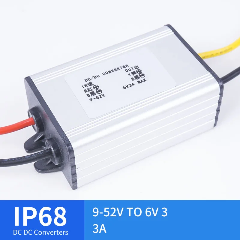 

9-52V TO 6V 3A DC Small Aluminum Shell Converter Waterproof Golf Cart Converter Reducer High Quality RCNUN CE RoHS