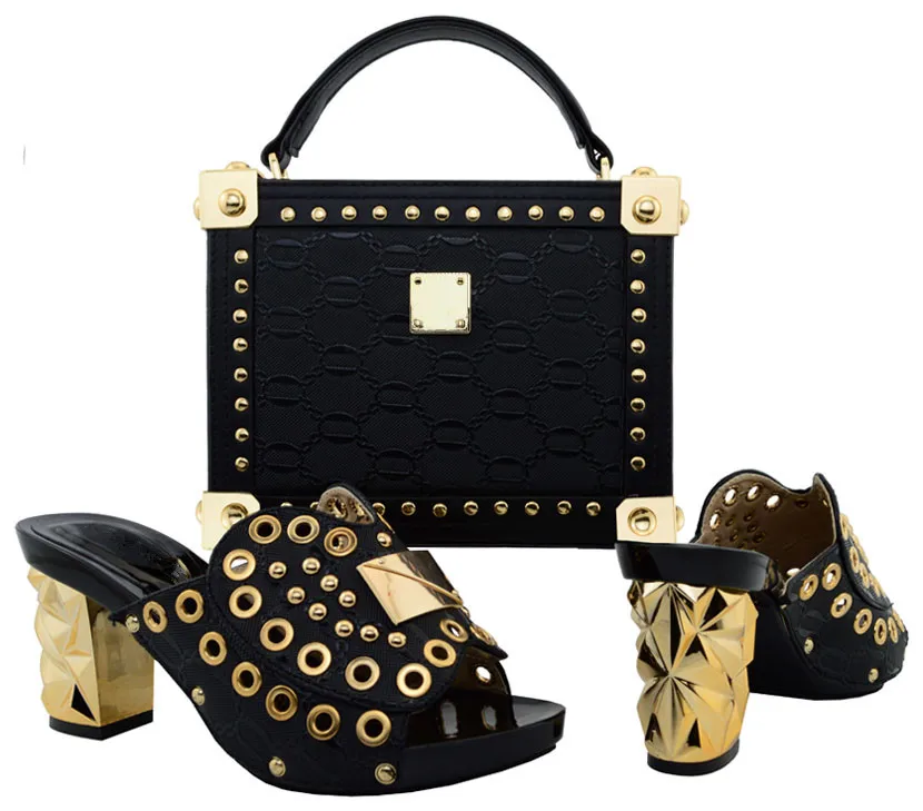 

New ComingFashion Italian Shoes With Matching Bags Set For Wedding And Party African Shoes And Bag Sets Size 38-43 BCH-21