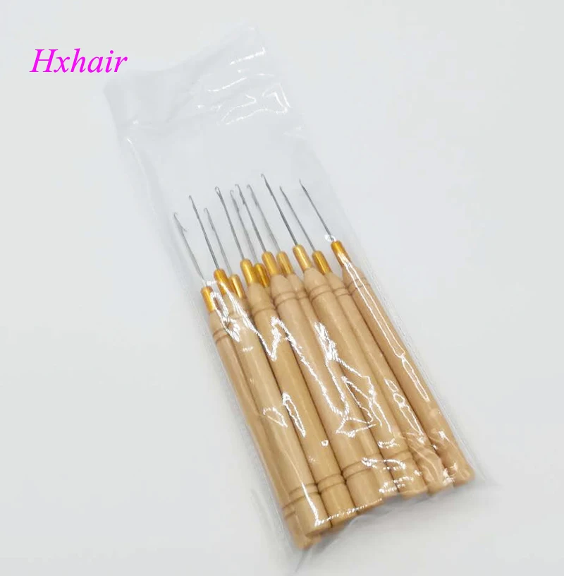 

Freeshipping - 100pcs Wooden Handle Pulling Needle / Micro Rings / Loop Hair Extension Tools