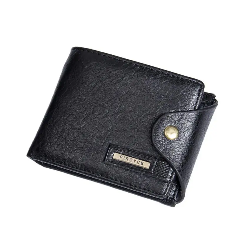 Short Men Wallet PU Leather ID Card Holder Billfold Hasp Purse Wallet Business Men Day Clutch#YL5 - Цвет: Black