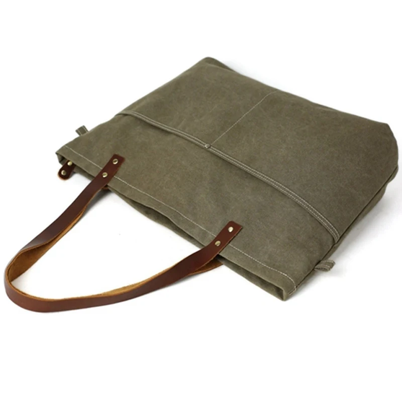 ROCKCOW Вощеная парусина с кожаной сумкой ручной работы сумка для пеленок Винтажная сумочка