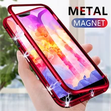 Magnetic Adsorption Phone Case For OnePlus 7 Pro One Plus 6T Tempered Glass Back Cover Metal Case For Oneplus 7 5T One Plus 6