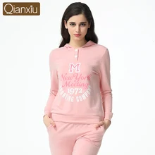 Qianxiu Pijama женщин весной свободного покроя пижамы костюм вязаный модальные хлопок женские спортивные костюмы