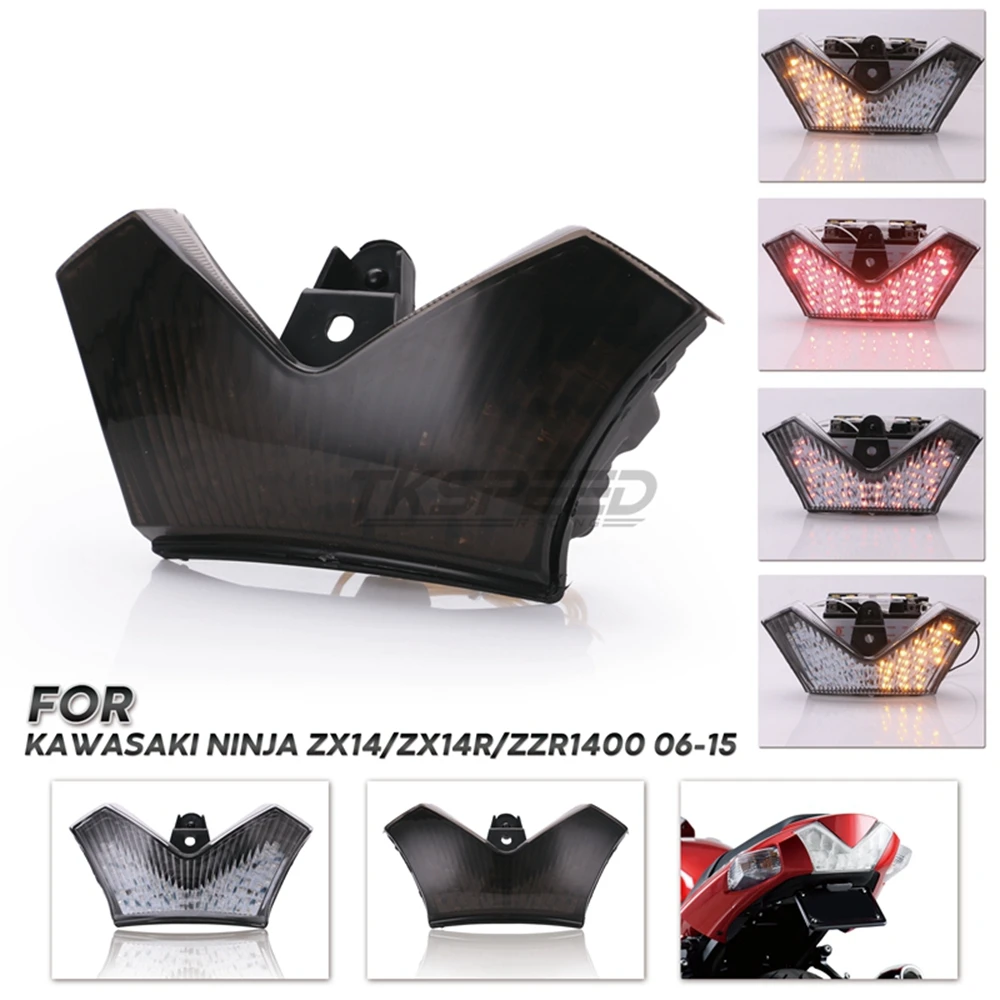 

Motorcycle LED Rear Turn Signal Tail Stop Light Lamps Integrated For KAWASAKI Ninja ZX14R ZX-14 ZX-14R ZX1400 2006-2017