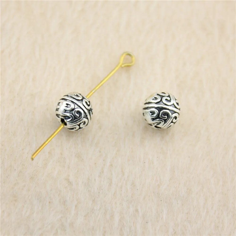 

73 шт./лот 7 мм старинные серебряные круглые бусины, подвески «сделай сам», ювелирные изделия для браслета, ожерелья, сережек