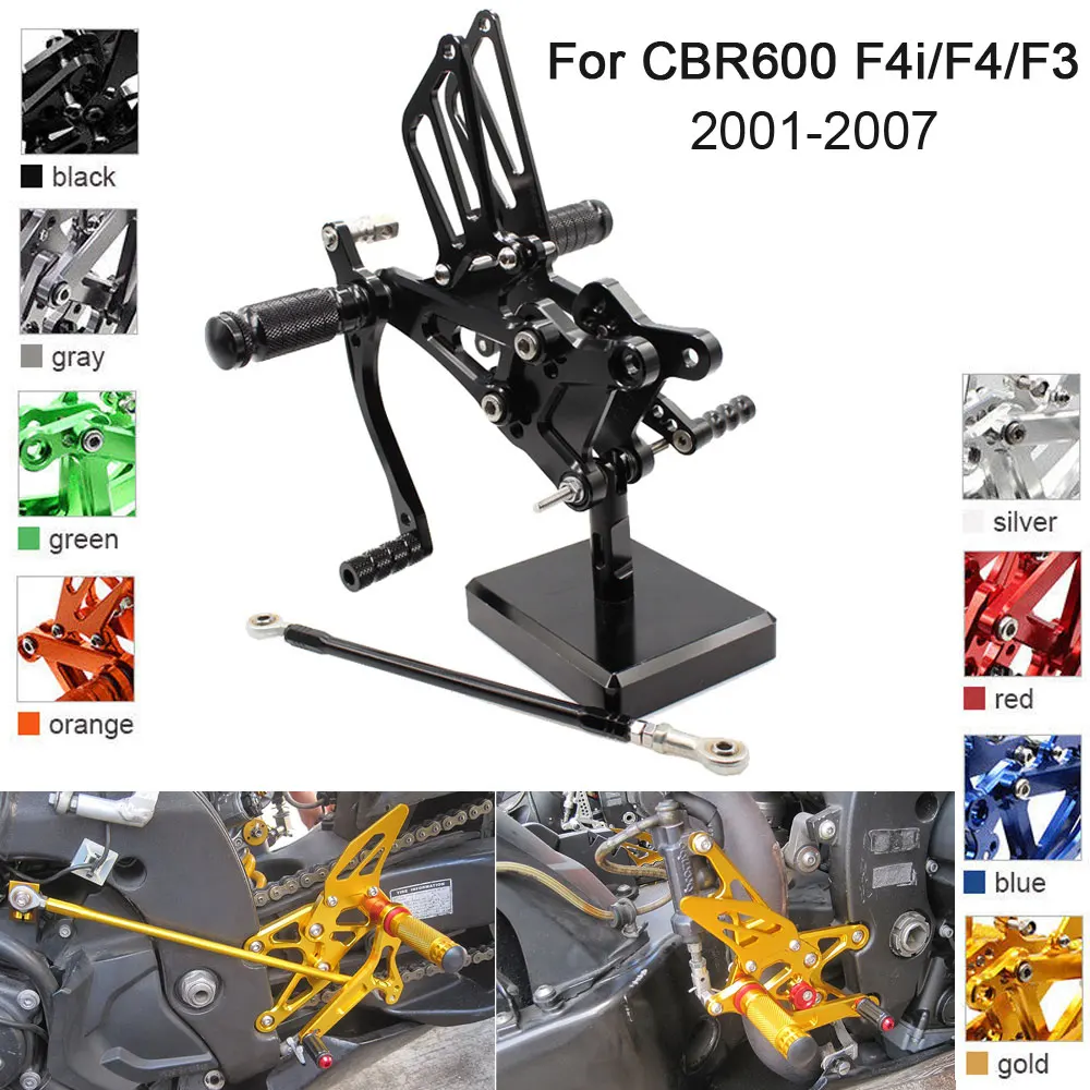 CNC Алюминий Регулируемая подножки для Honda CBR600 F2 F3 F4 F4i 2001 2002 2003 2004 2005 2006 2007