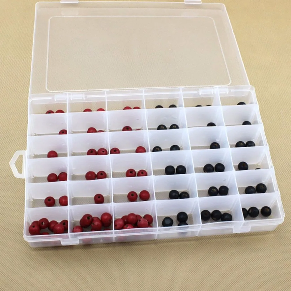

36 Grids Plastic Storage Box Adjustable Jewelry Tool Box Beads Pills Organizer Nail Art Tip Storage Box Case Hard Transparent