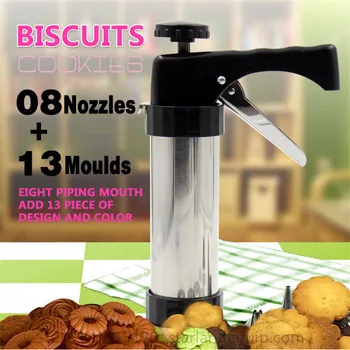

Biscuits Maker Stainless Steel Cookies Maker Tool Baking Helper Food Tool 13 Kinds of Mould + 8 Kinds of Pastry Nozzles