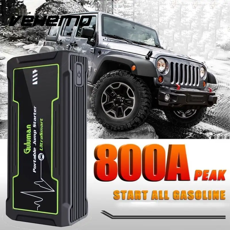 

Vehemo Black 16800mAh 800A Peak Jump Starter Battery Jump Starter Battery Charger Emergency Portable