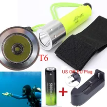 2000 люмен XM-L T6 LED 50 м водонепроницаемый Дайвинг фонарик свет лампы+ смарт-зарядное устройство+ 18650