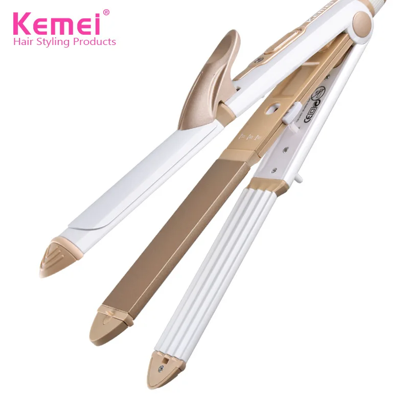 

KEMEI KM-1213 3In1 Professional Straightening Irons Flat Tourmaline Ceramic Heating Performance Hair Straightener Styling Tools